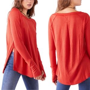 FREE PEOPLE Snowy Thermal Top in Heatwave Orange